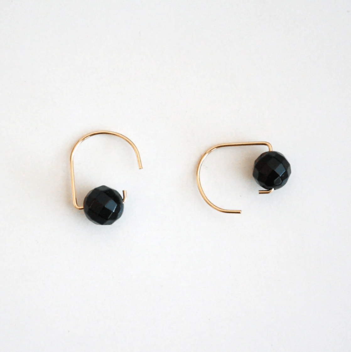 Short Hook Black Onyx Earrings - Hook and Luxe - Blue Cava