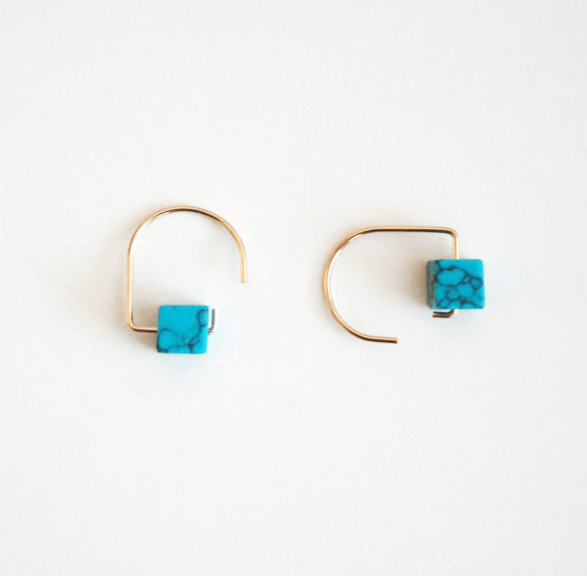 Short Hook Turquoise Earrings - Hook and Luxe - Blue Cava