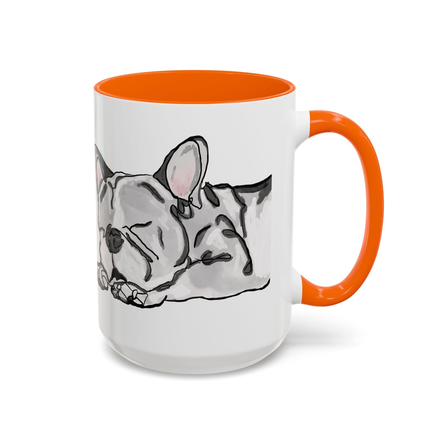 Sleeping French Bulldog Two - Tone Ceramic Mugs - 11 oz and 15 oz - Blue Cava
