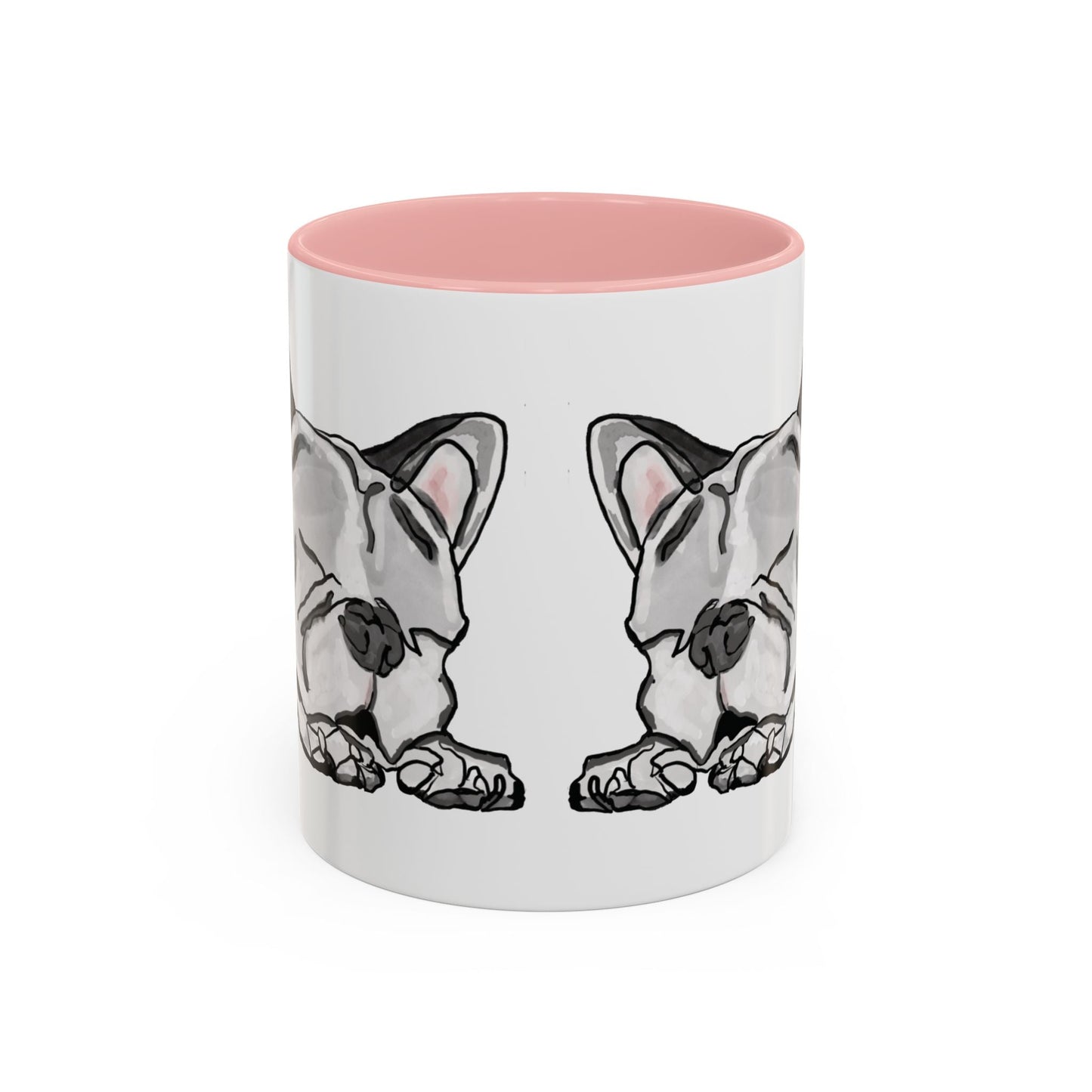 Sleeping French Bulldog Two - Tone Ceramic Mugs - 11 oz and 15 oz - Blue Cava