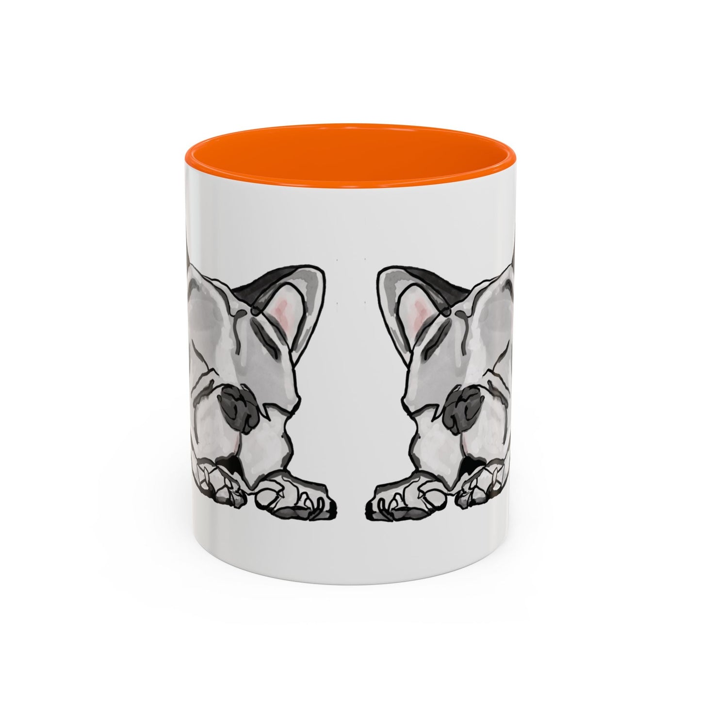 Sleeping French Bulldog Two - Tone Ceramic Mugs - 11 oz and 15 oz - Blue Cava