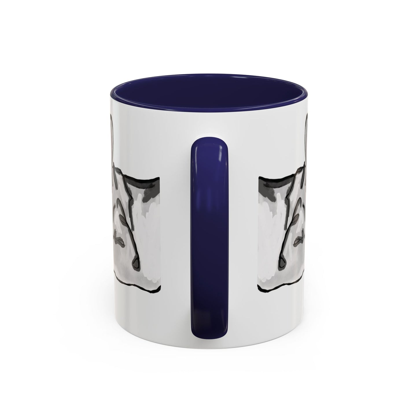 Sleeping French Bulldog Two - Tone Ceramic Mugs - 11 oz and 15 oz - Blue Cava