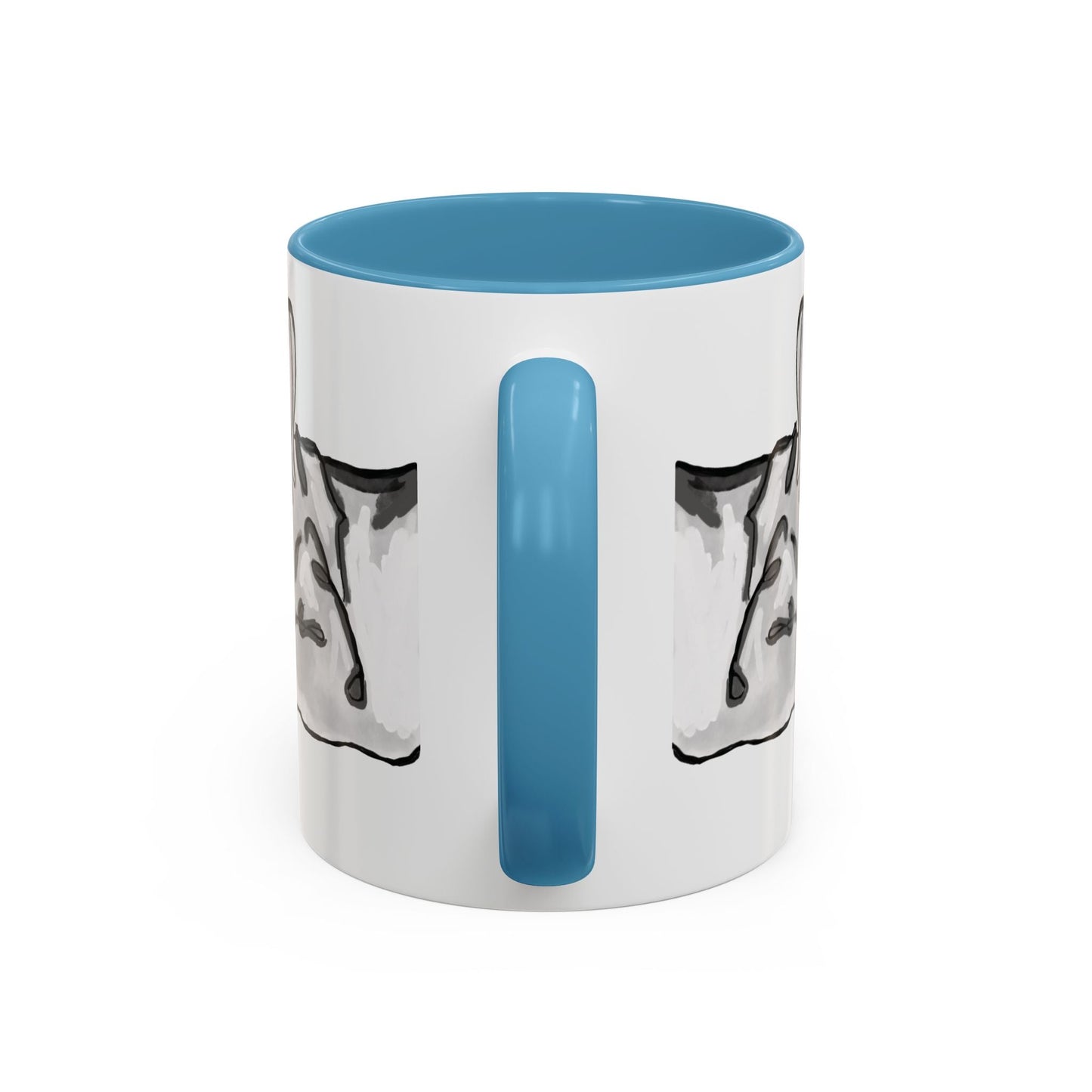 Sleeping French Bulldog Two - Tone Ceramic Mugs - 11 oz and 15 oz - Blue Cava