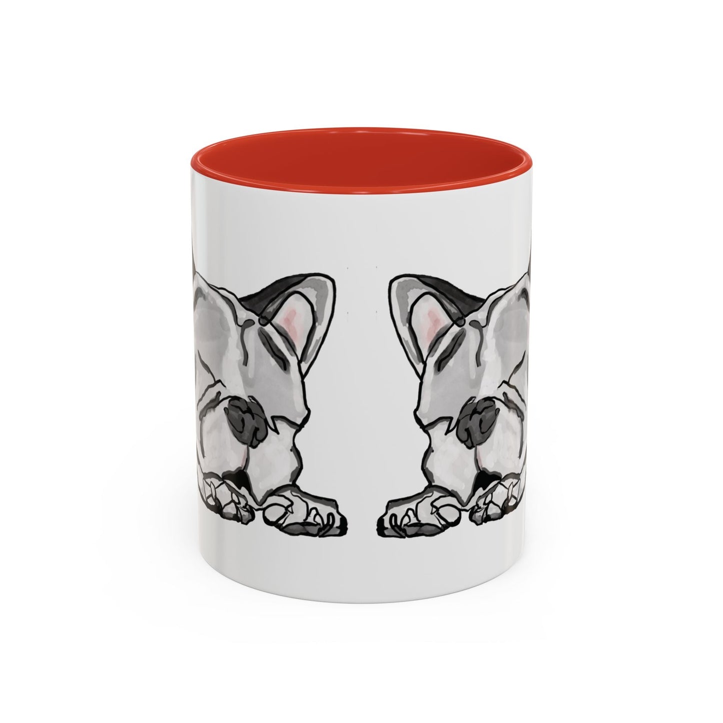 Sleeping French Bulldog Two - Tone Ceramic Mugs - 11 oz and 15 oz - Blue Cava