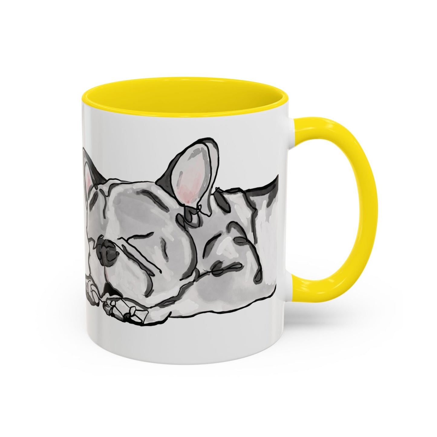 Sleeping French Bulldog Two - Tone Ceramic Mugs - 11 oz and 15 oz - Blue Cava