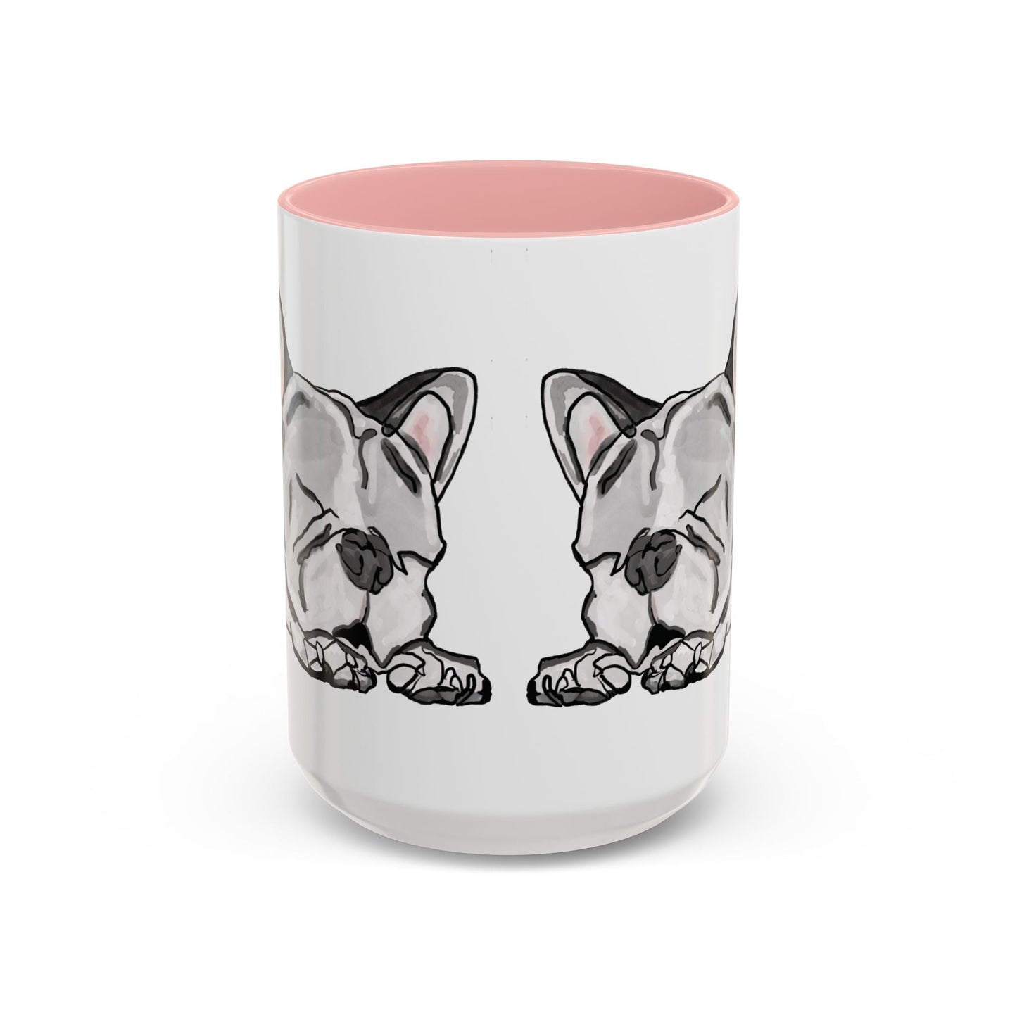 Sleeping French Bulldog Two - Tone Ceramic Mugs - 11 oz and 15 oz - Blue Cava