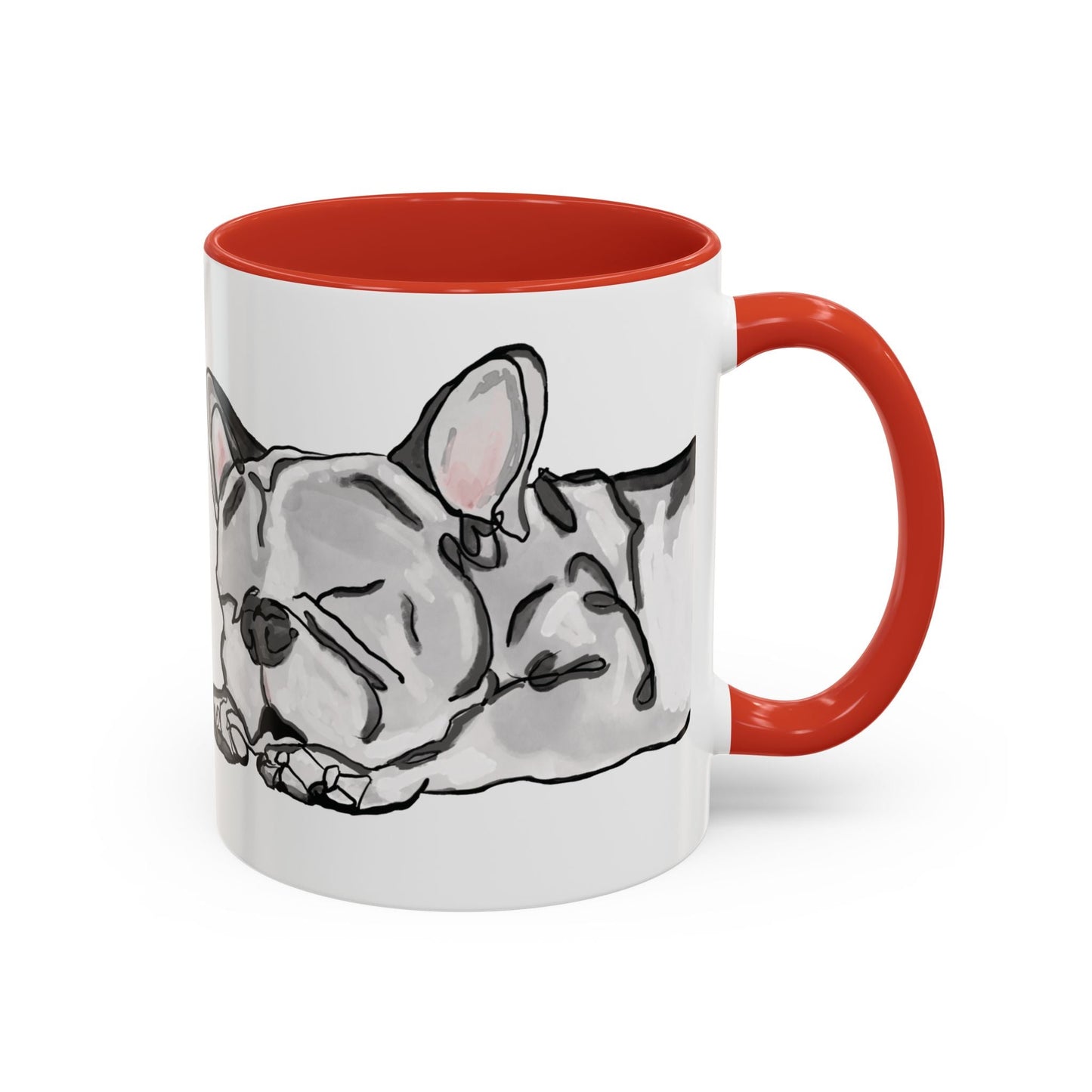 Sleeping French Bulldog Two - Tone Ceramic Mugs - 11 oz and 15 oz - Blue Cava