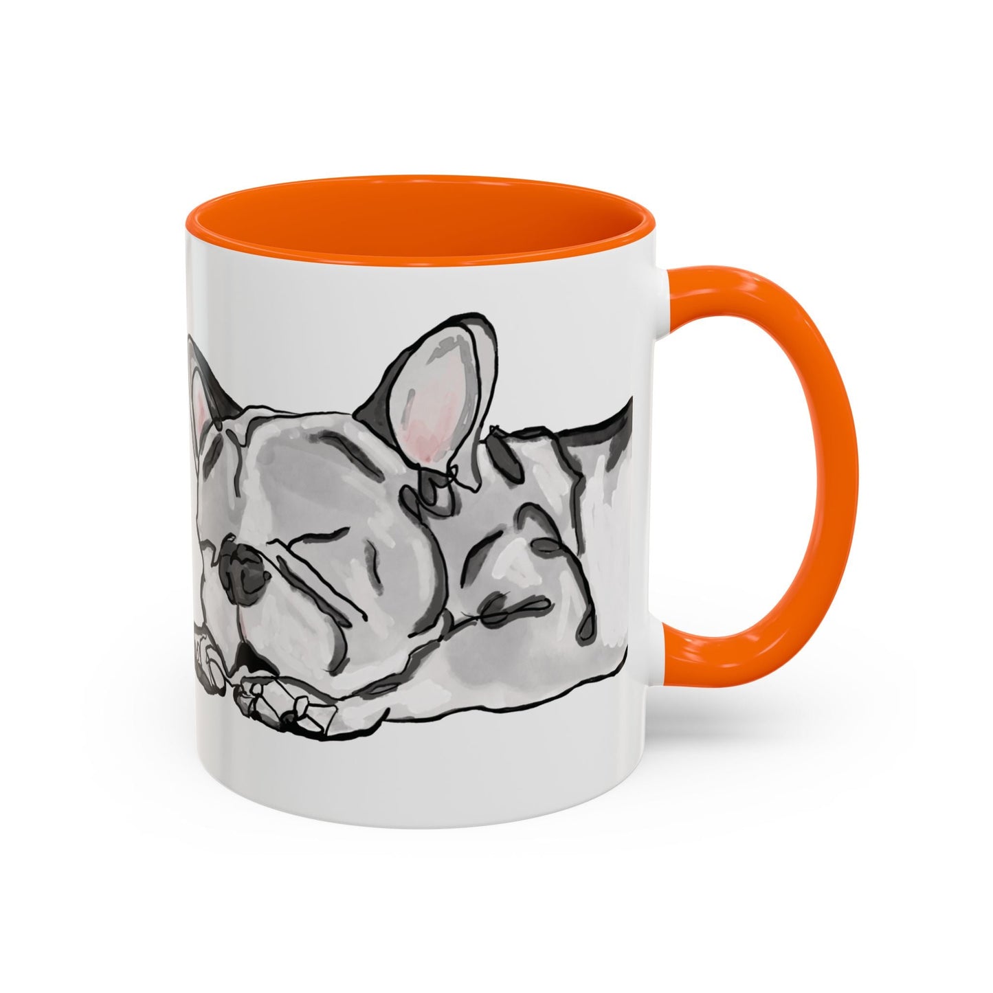 Sleeping French Bulldog Two - Tone Ceramic Mugs - 11 oz and 15 oz - Blue Cava