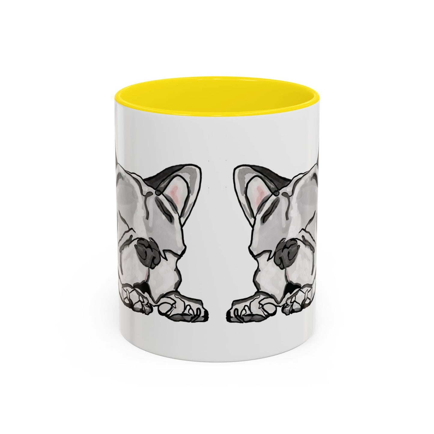 Sleeping French Bulldog Two - Tone Ceramic Mugs - 11 oz and 15 oz - Blue Cava