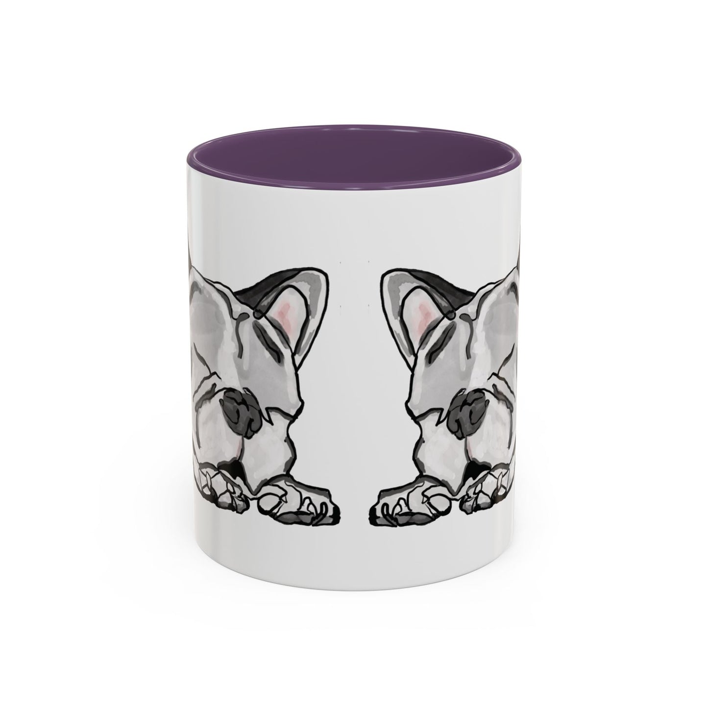Sleeping French Bulldog Two - Tone Ceramic Mugs - 11 oz and 15 oz - Blue Cava