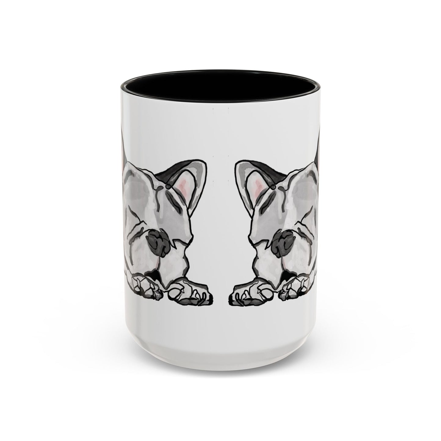 Sleeping French Bulldog Two - Tone Ceramic Mugs - 11 oz and 15 oz - Blue Cava