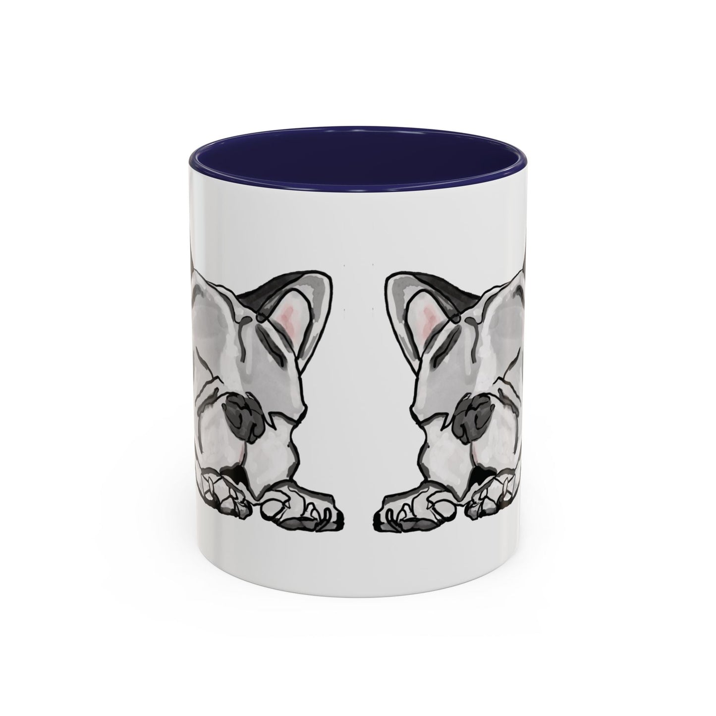 Sleeping French Bulldog Two - Tone Ceramic Mugs - 11 oz and 15 oz - Blue Cava