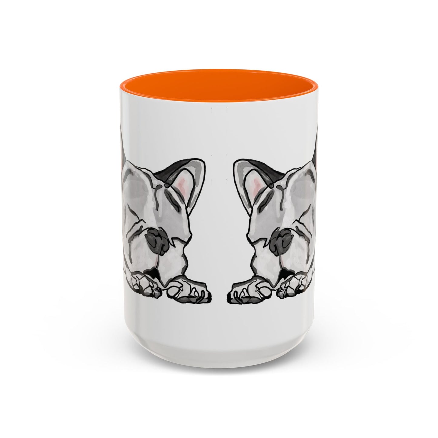 Sleeping French Bulldog Two - Tone Ceramic Mugs - 11 oz and 15 oz - Blue Cava