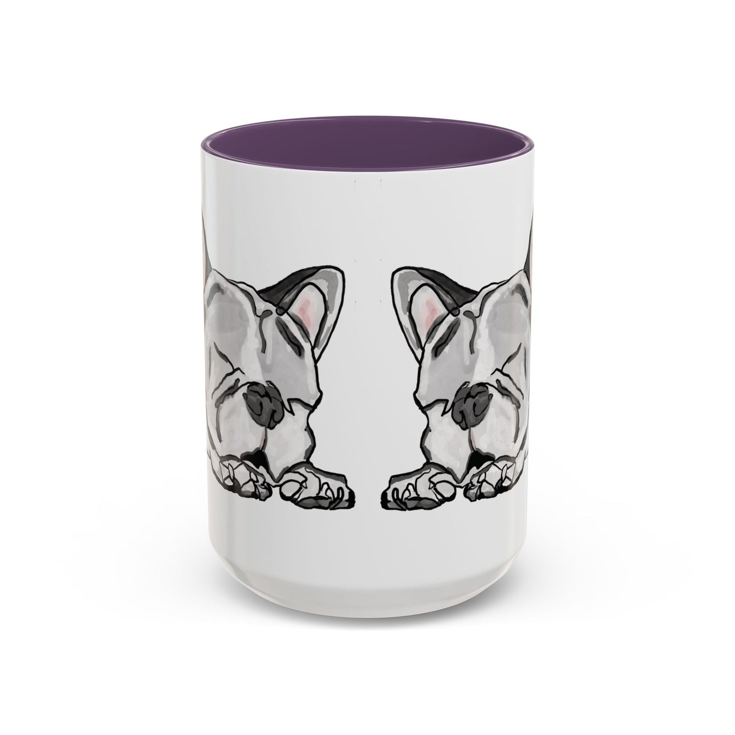 Sleeping French Bulldog Two - Tone Ceramic Mugs - 11 oz and 15 oz - Blue Cava