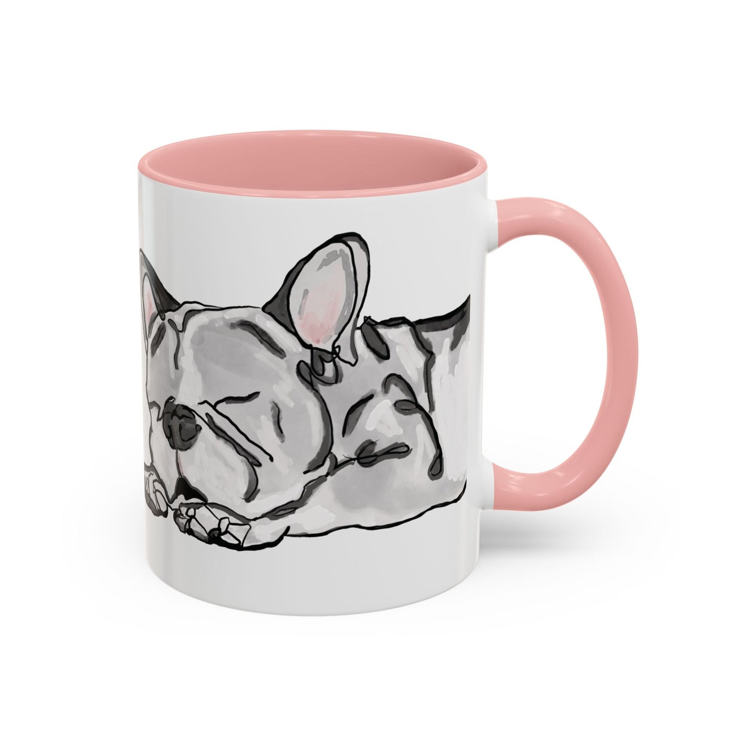 Sleeping French Bulldog Two - Tone Ceramic Mugs - 11 oz and 15 oz - Blue Cava