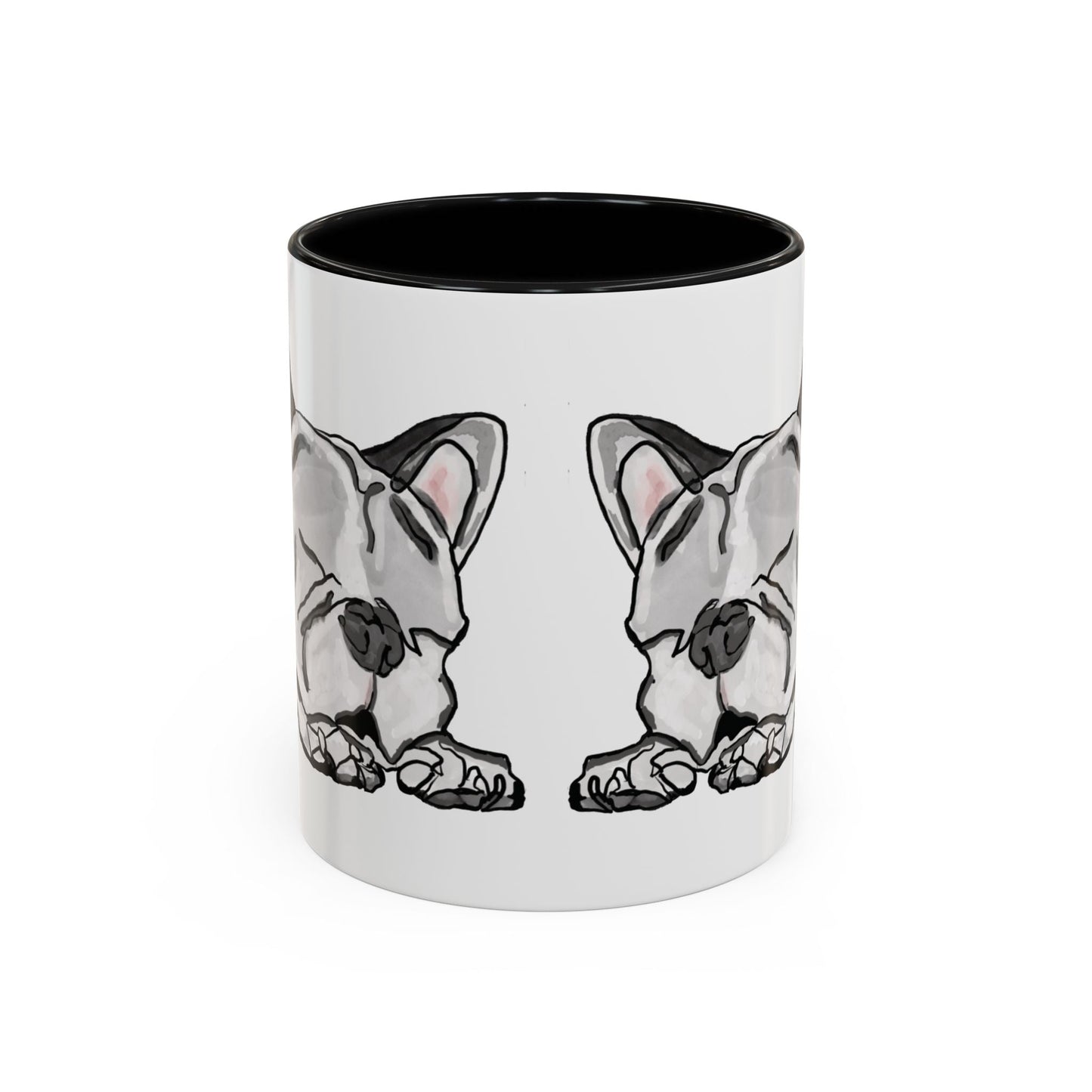 Sleeping French Bulldog Two - Tone Ceramic Mugs - 11 oz and 15 oz - Blue Cava