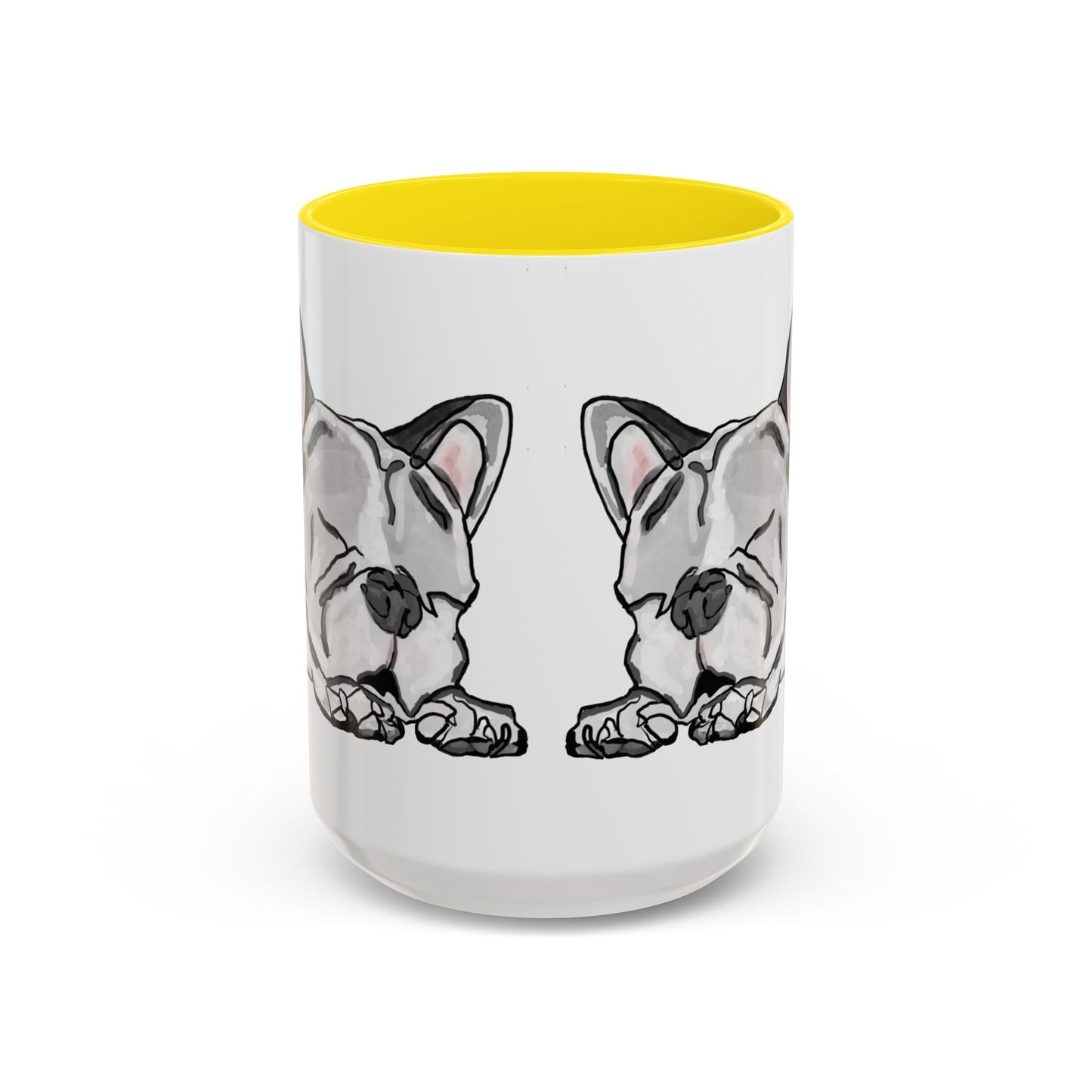 Sleeping French Bulldog Two - Tone Ceramic Mugs - 11 oz and 15 oz - Blue Cava