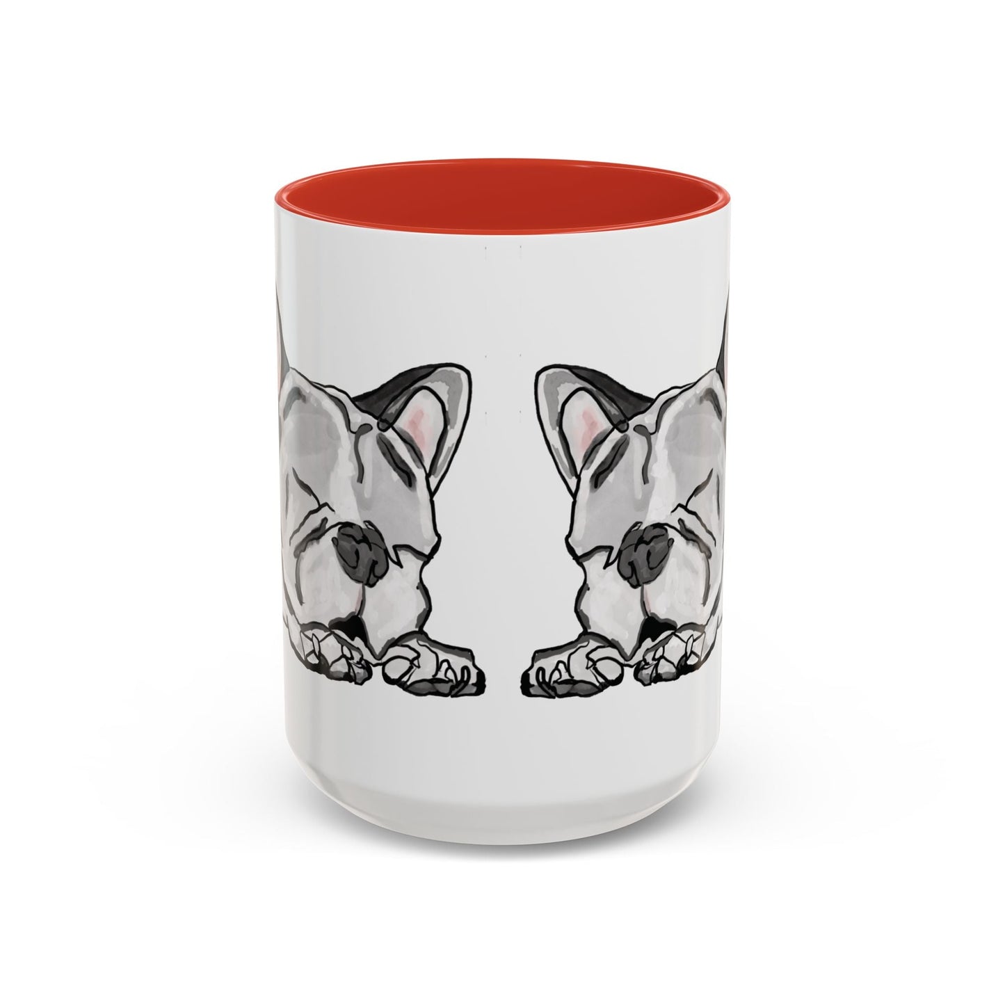 Sleeping French Bulldog Two - Tone Ceramic Mugs - 11 oz and 15 oz - Blue Cava