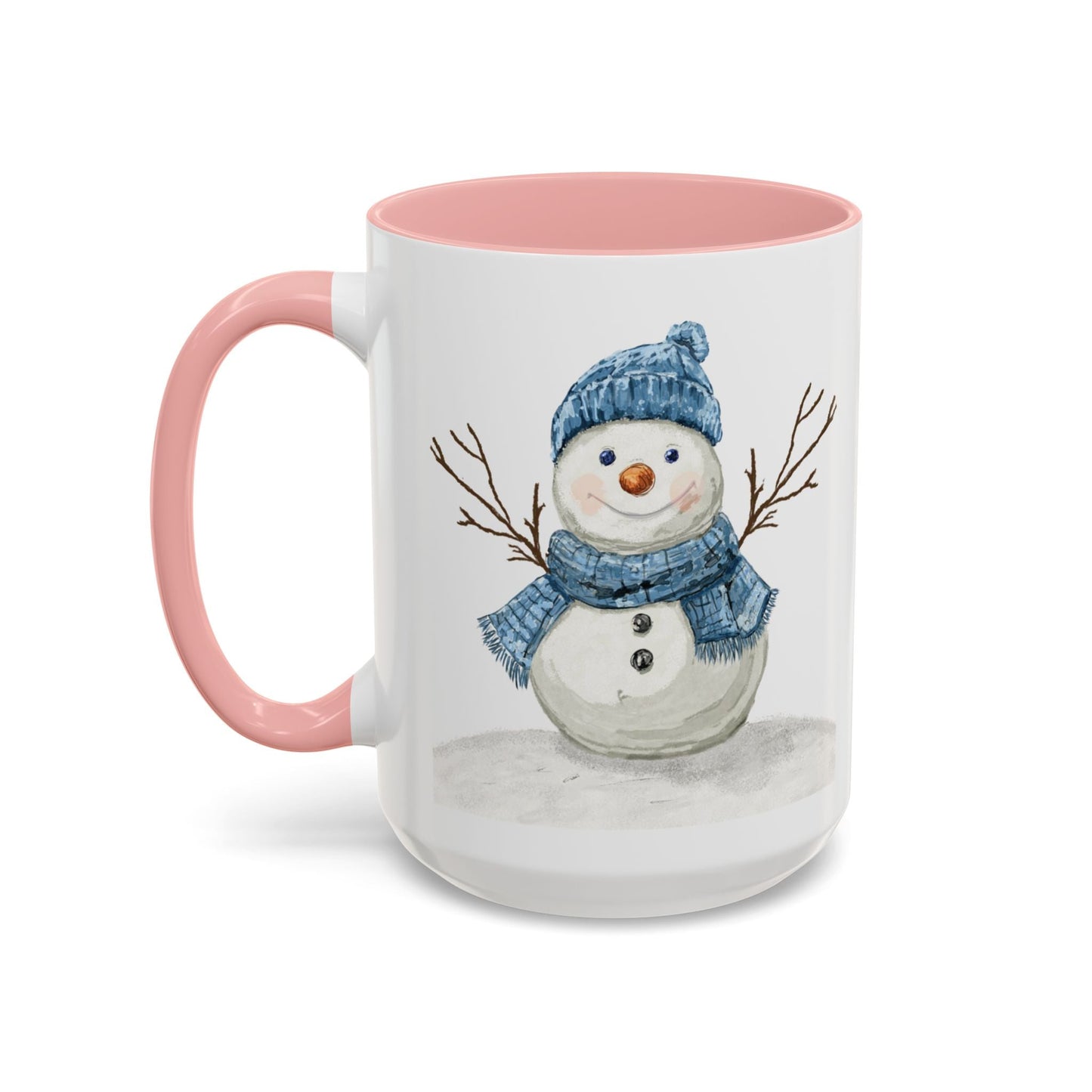 Snowman Accent Coffee Mug (11oz & 15oz) - Blue Cava