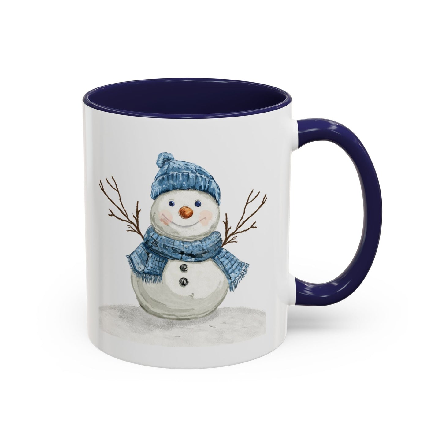 Snowman Accent Coffee Mug (11oz & 15oz) - Blue Cava