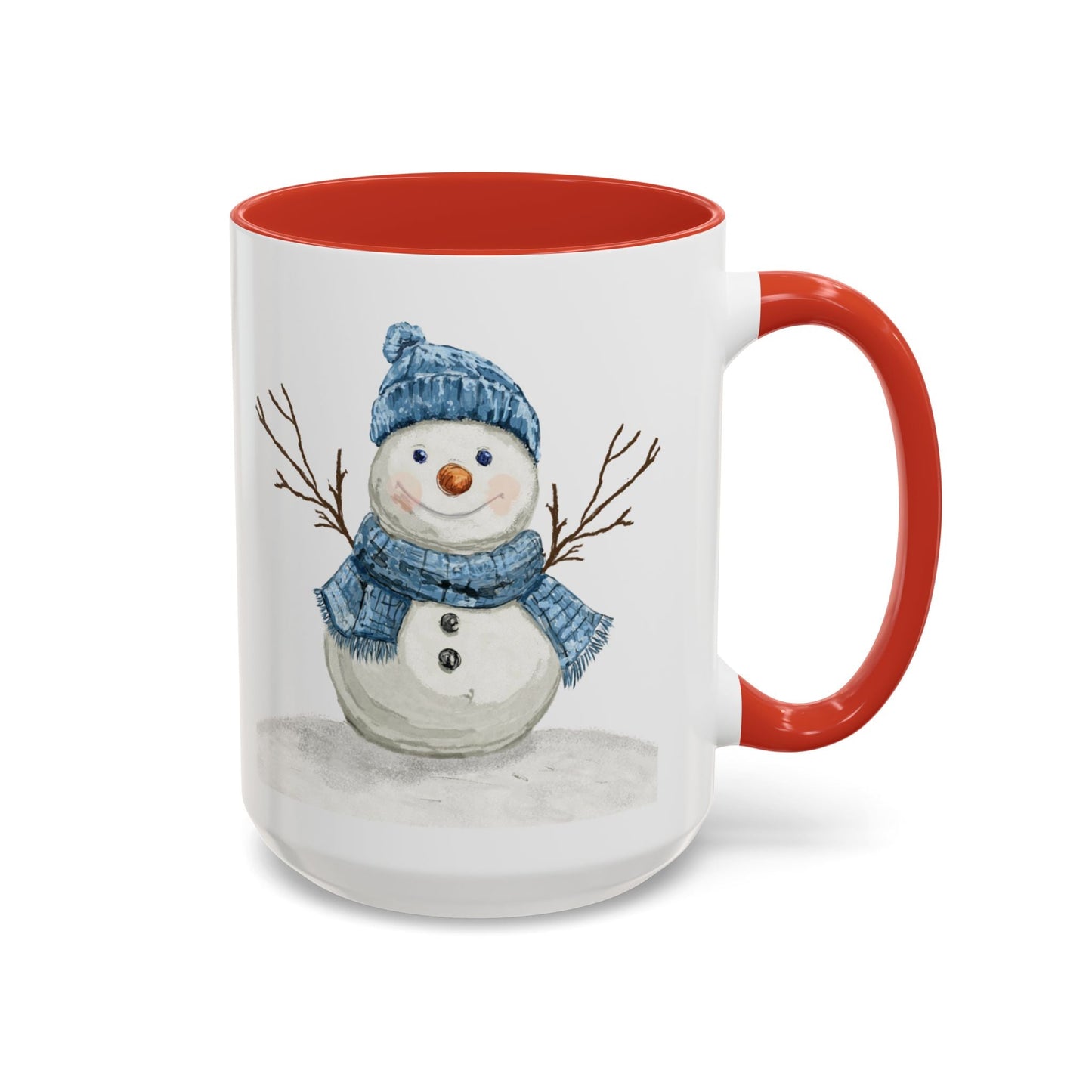 Snowman Accent Coffee Mug (11oz & 15oz) - Blue Cava