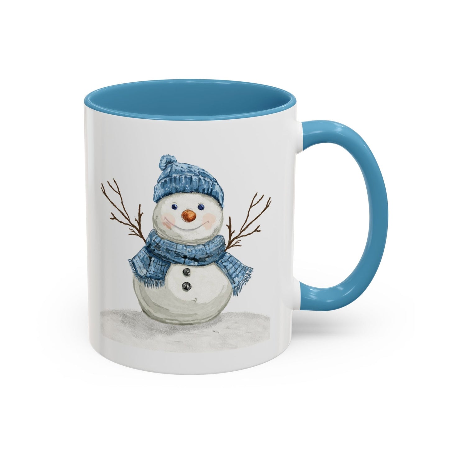 Snowman Accent Coffee Mug (11oz & 15oz) - Blue Cava