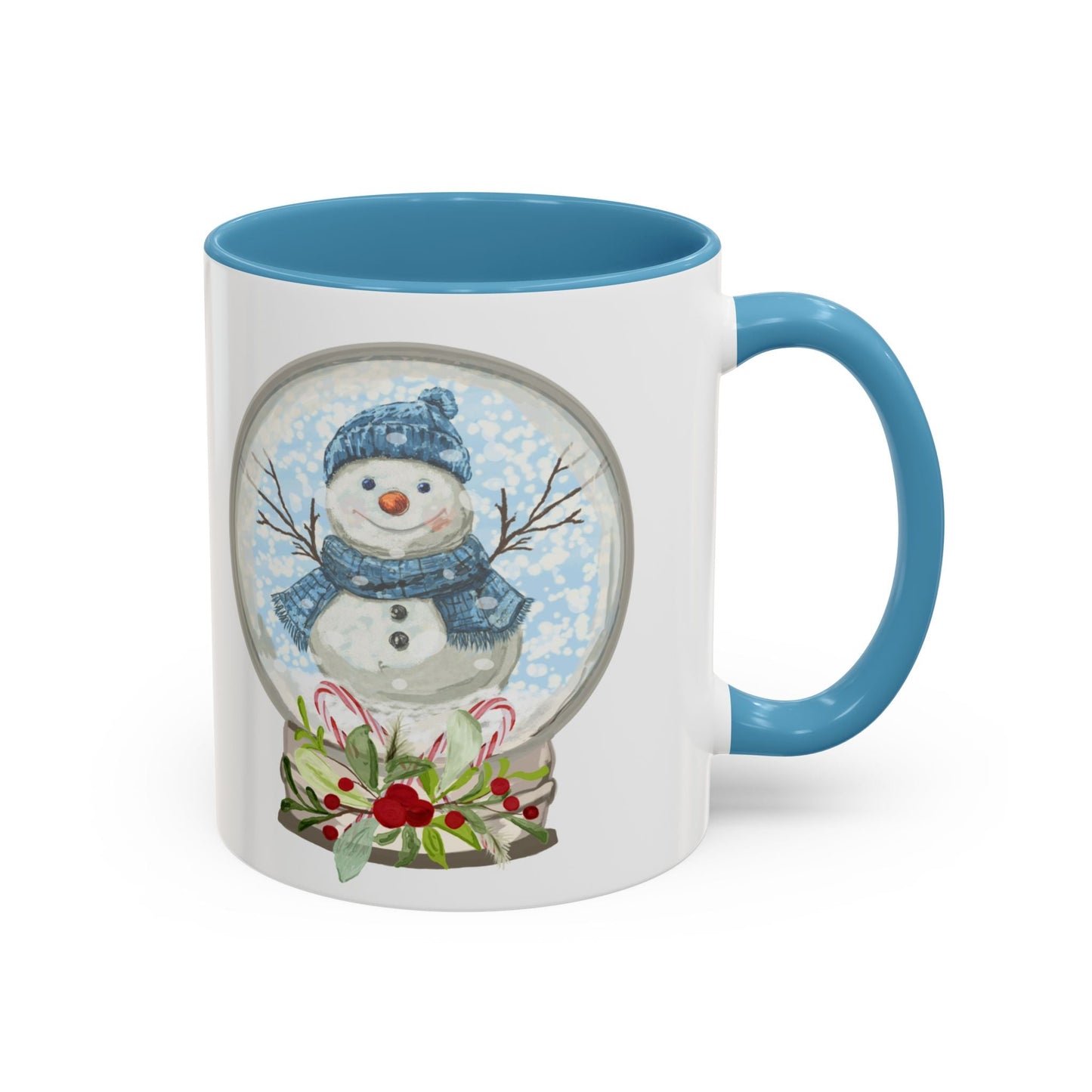 Snowman Globe Two Tone Ceramic Mug - Blue Cava