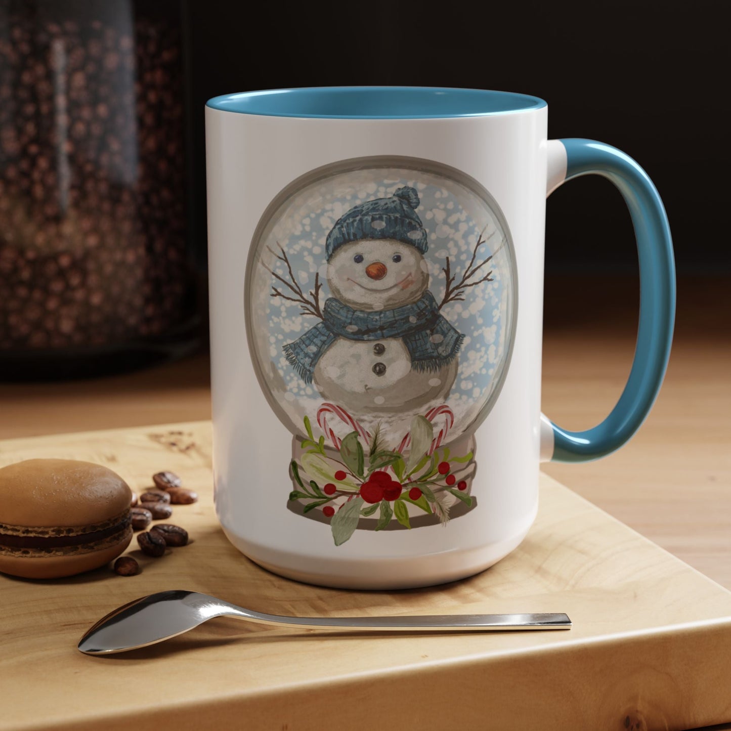 Snowman Globe Two Tone Ceramic Mug - Blue Cava