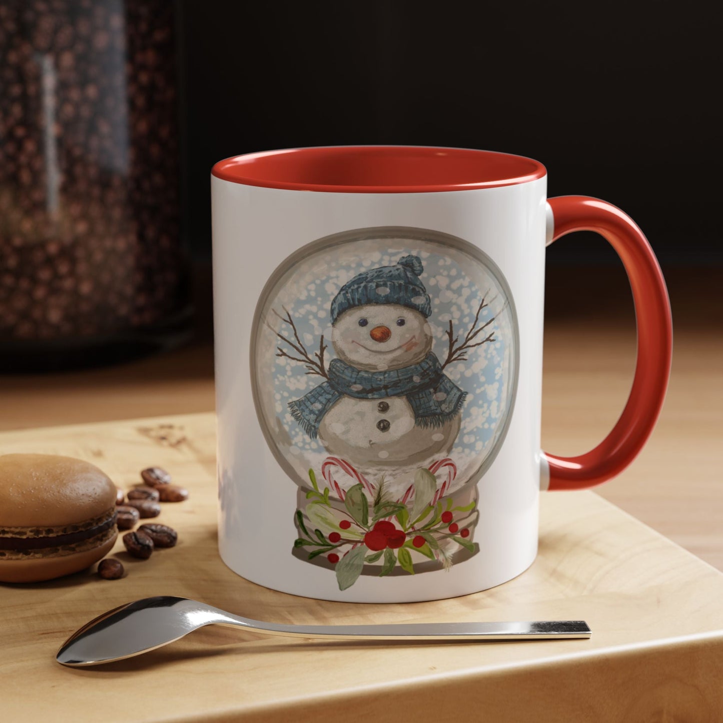 Snowman Globe Two Tone Ceramic Mug - Blue Cava