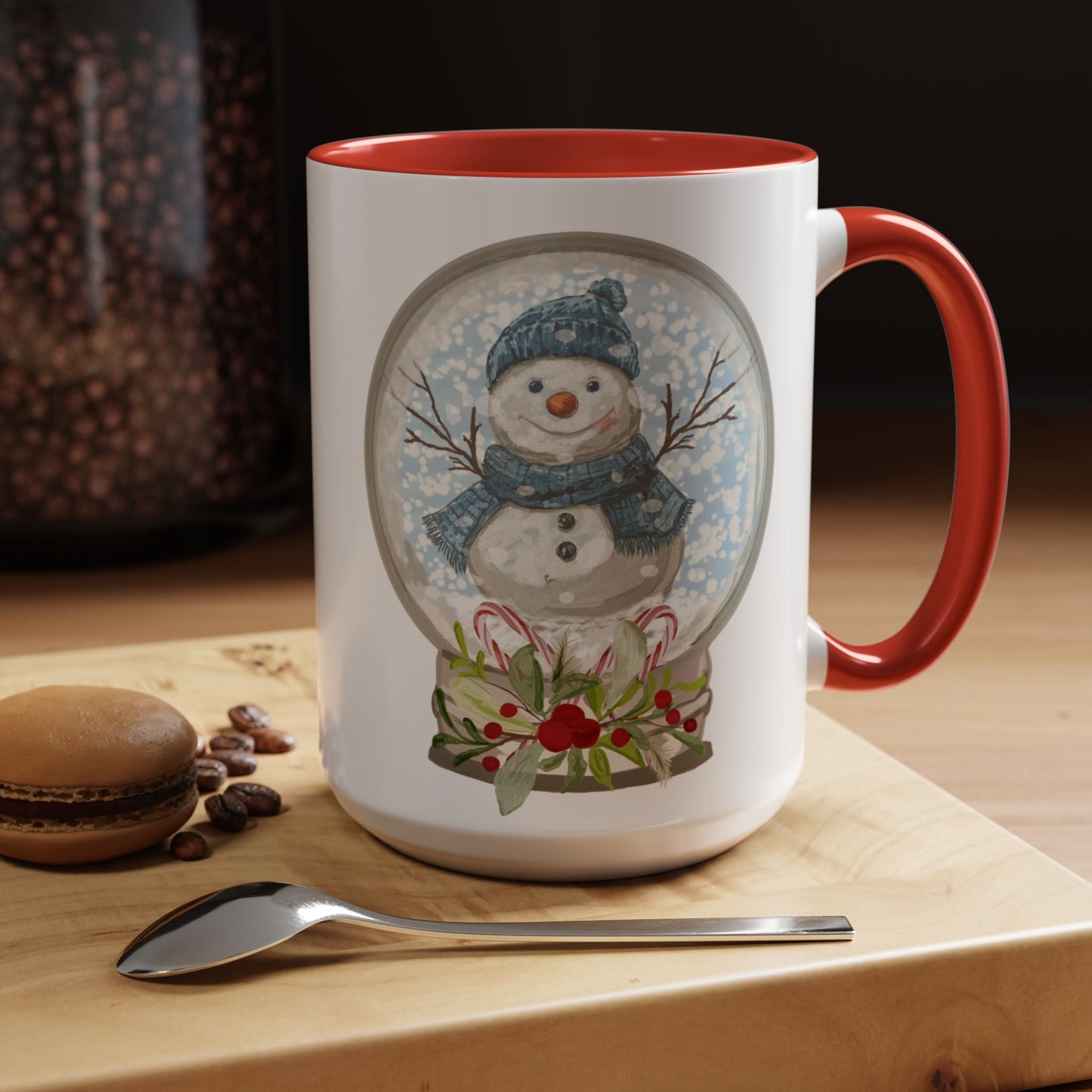 Snowman Globe Two Tone Ceramic Mug - Blue Cava