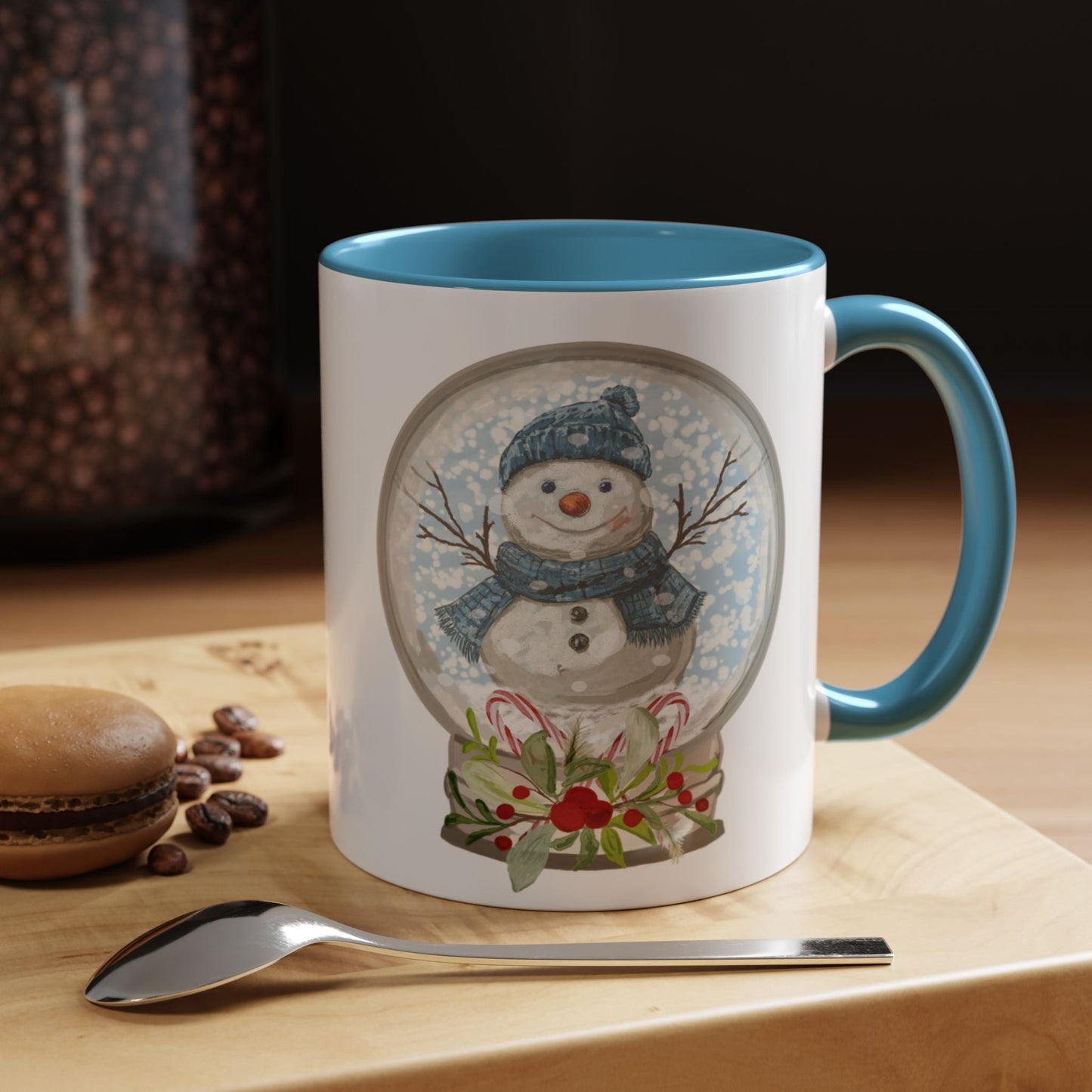 Snowman Globe Two Tone Ceramic Mug - Blue Cava