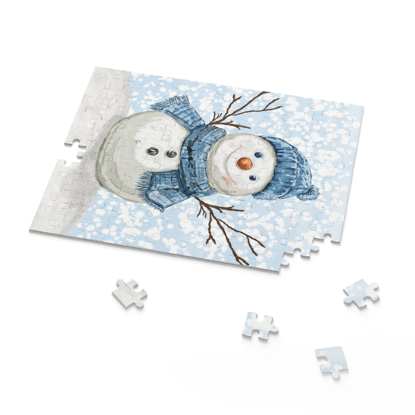 Snowman Puzzles for Winter Fun, 120 - 500 Piece Jigsaw - Blue Cava