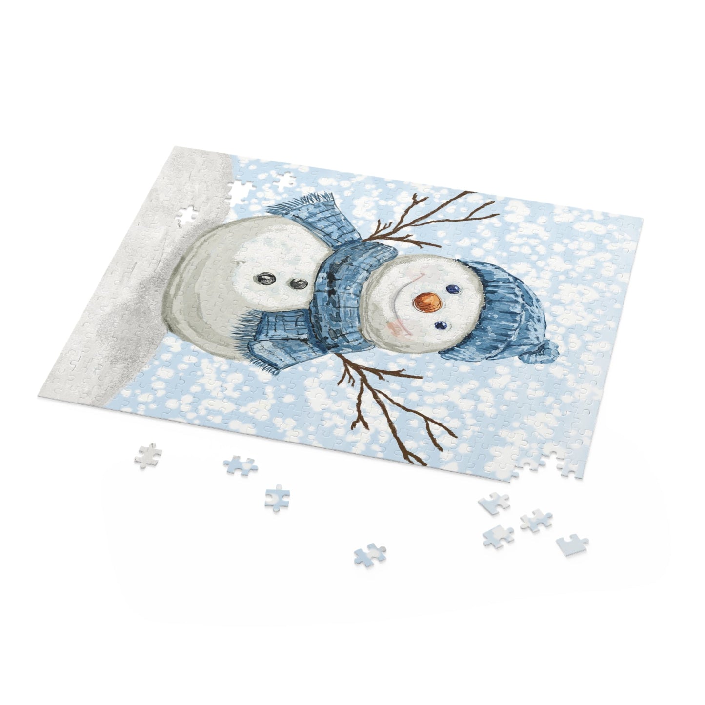 Snowman Puzzles for Winter Fun, 120 - 500 Piece Jigsaw - Blue Cava