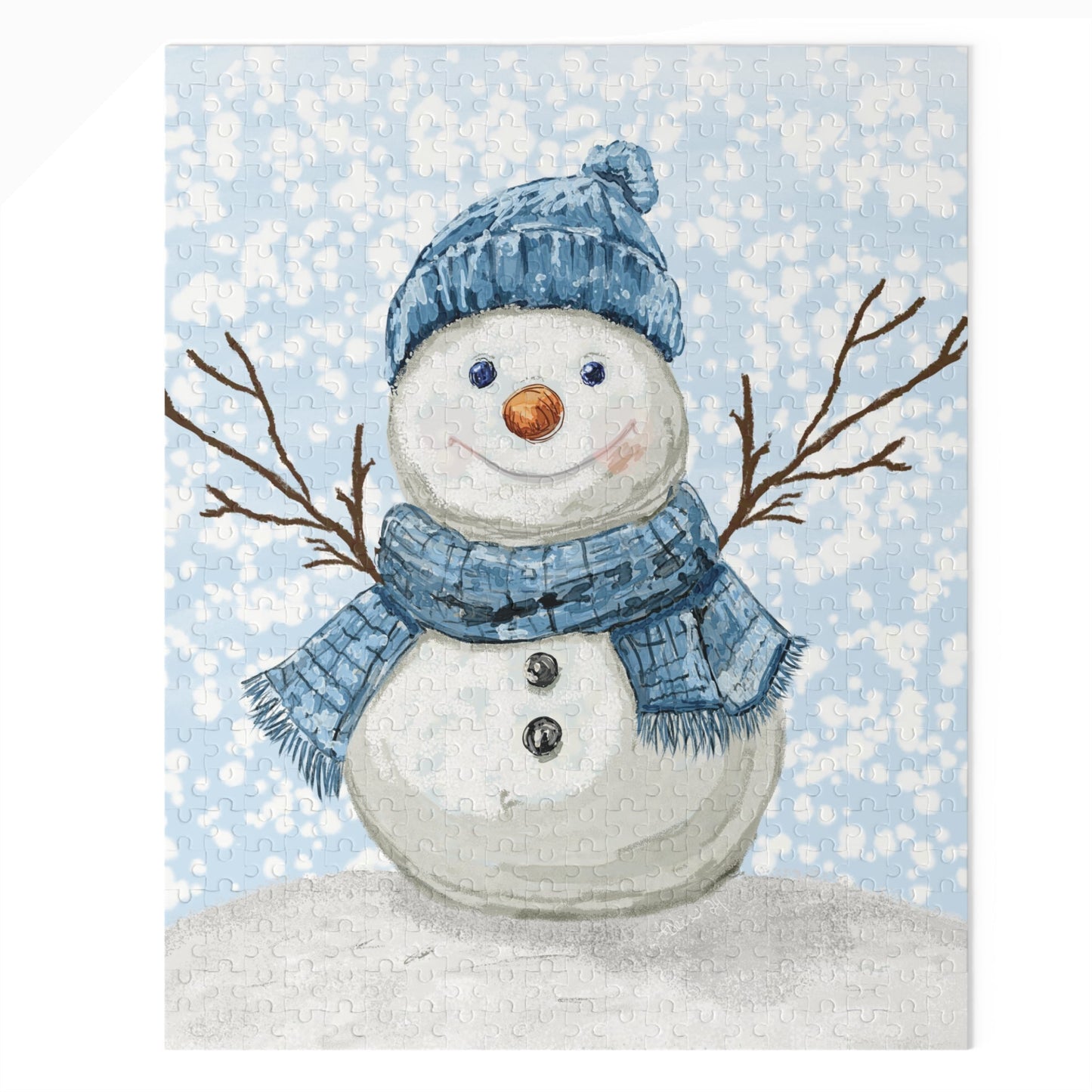 Snowman Puzzles for Winter Fun, 120 - 500 Piece Jigsaw - Blue Cava