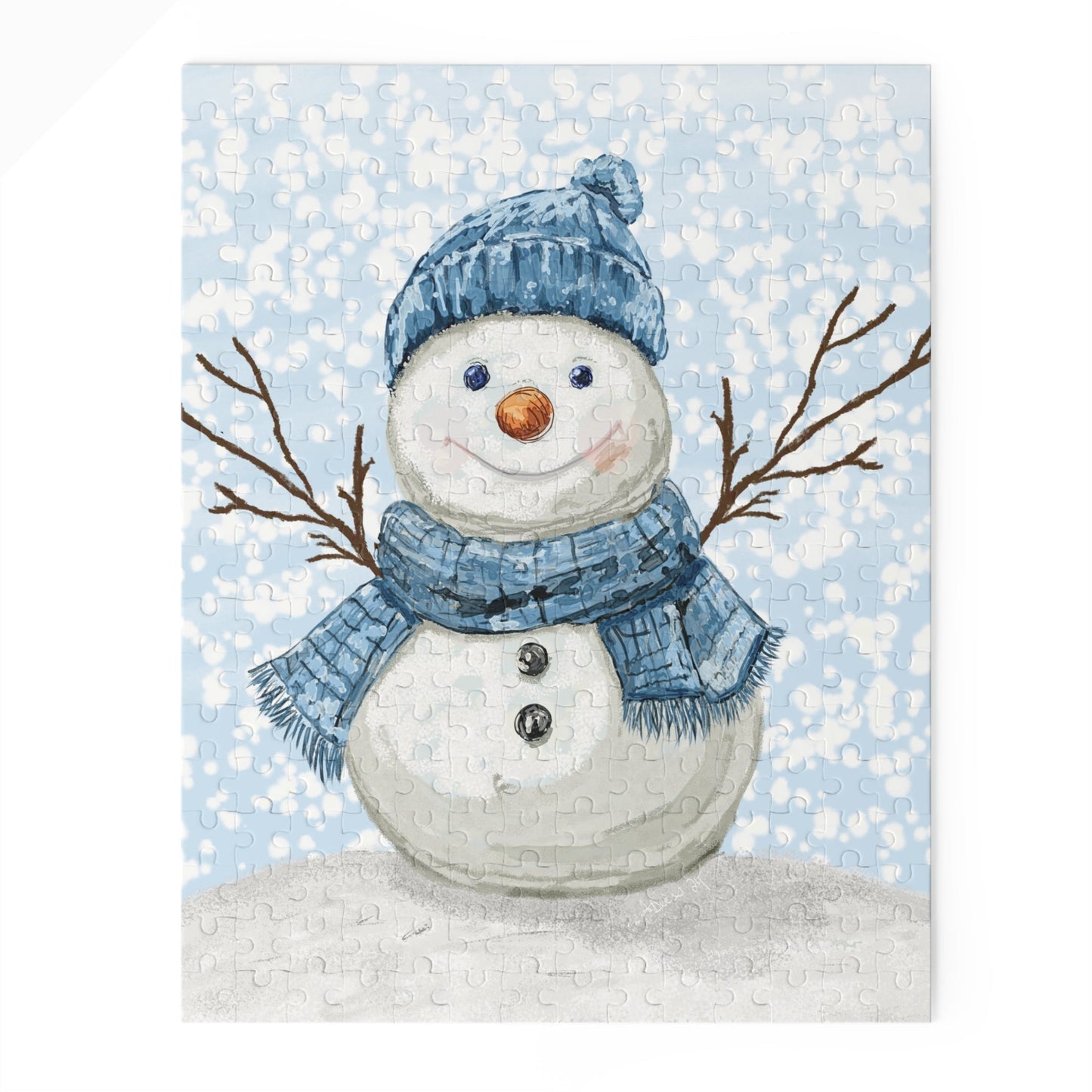 Snowman Puzzles for Winter Fun, 120 - 500 Piece Jigsaw - Blue Cava