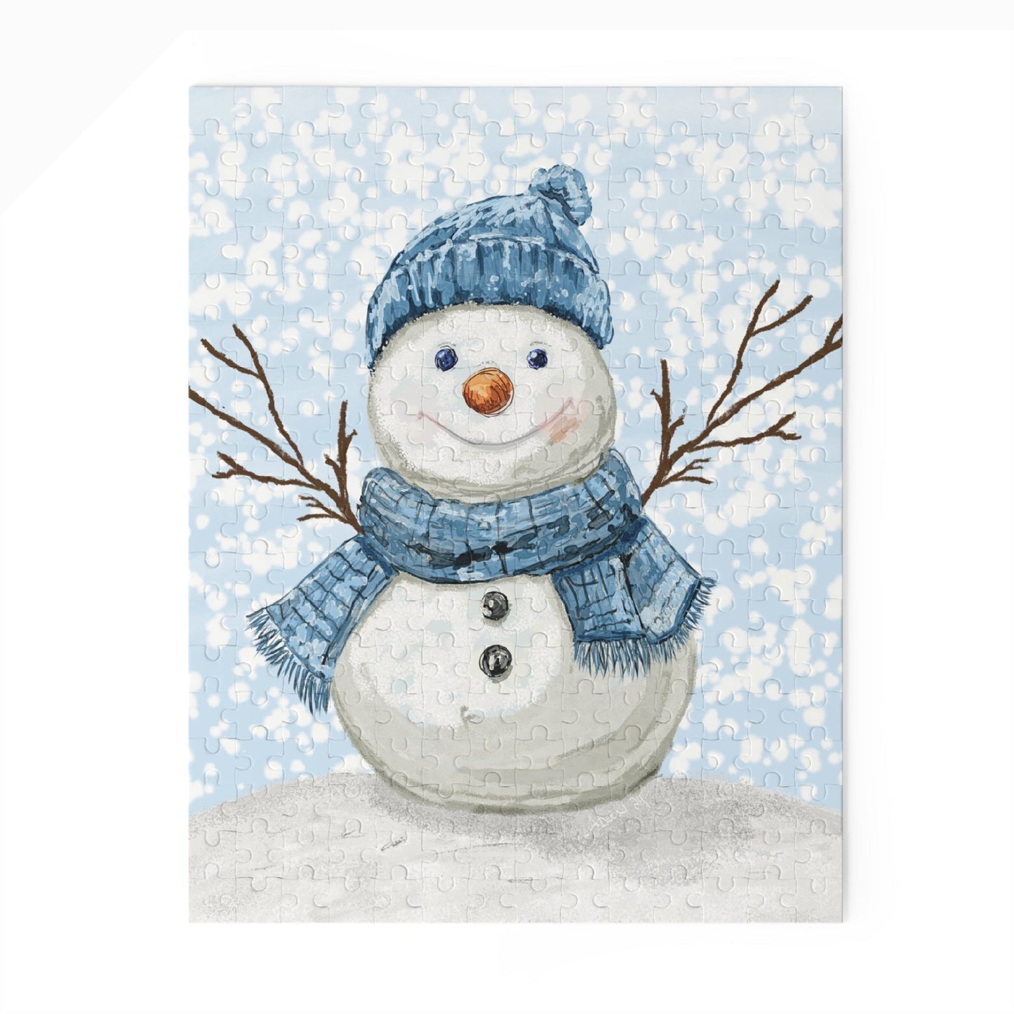 Snowman Puzzles for Winter Fun, 120 - 500 Piece Jigsaw - Blue Cava