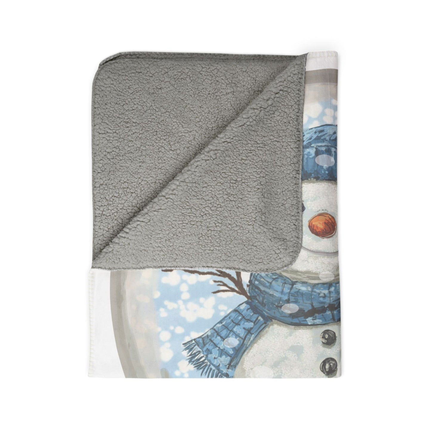 Snowman Snow Globe Fleece Sherpa Blanket - Blue Cava