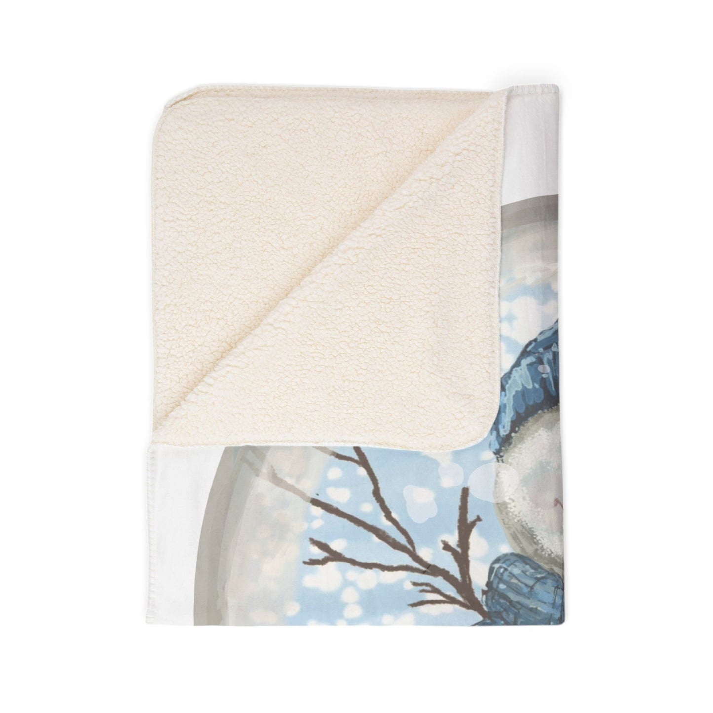 Snowman Snow Globe Fleece Sherpa Blanket - Blue Cava