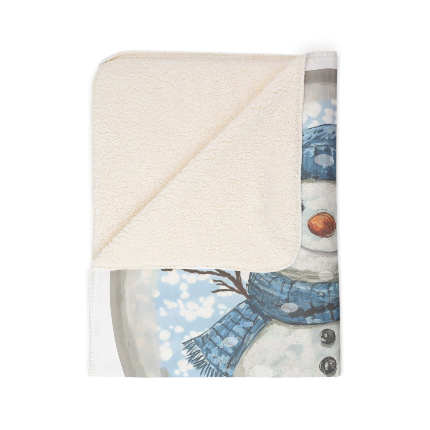 Snowman Snow Globe Fleece Sherpa Blanket - Blue Cava