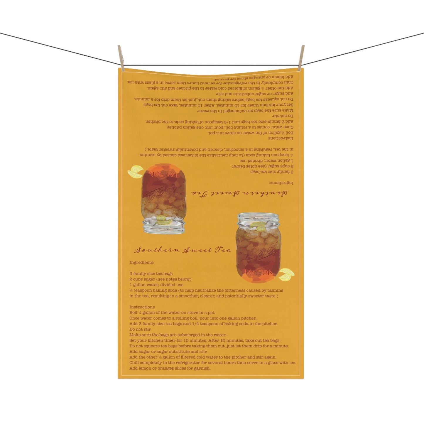 Southern Sweet Tea Recipe Towel - Eco - Friendly - Blue Cava