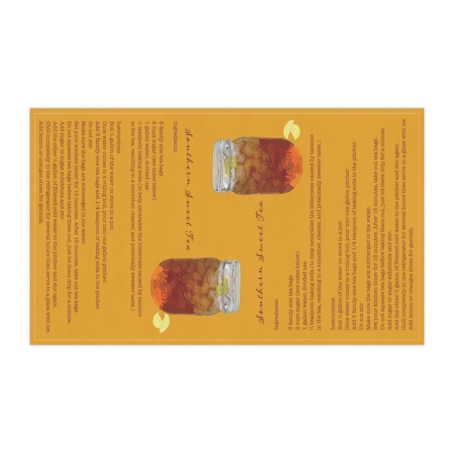 Southern Sweet Tea Recipe Towel - Eco - Friendly - Blue Cava
