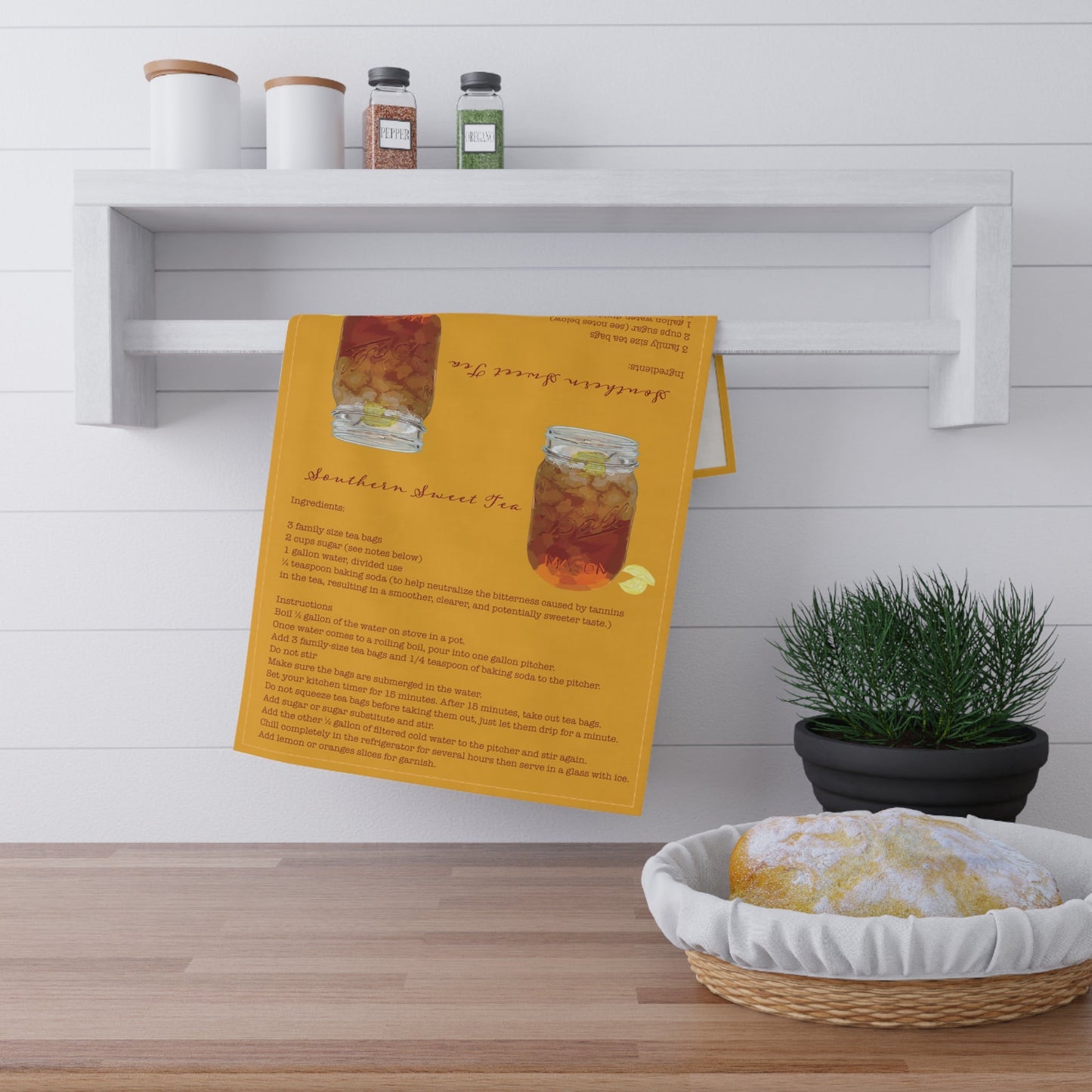 Southern Sweet Tea Recipe Towel - Eco - Friendly - Blue Cava