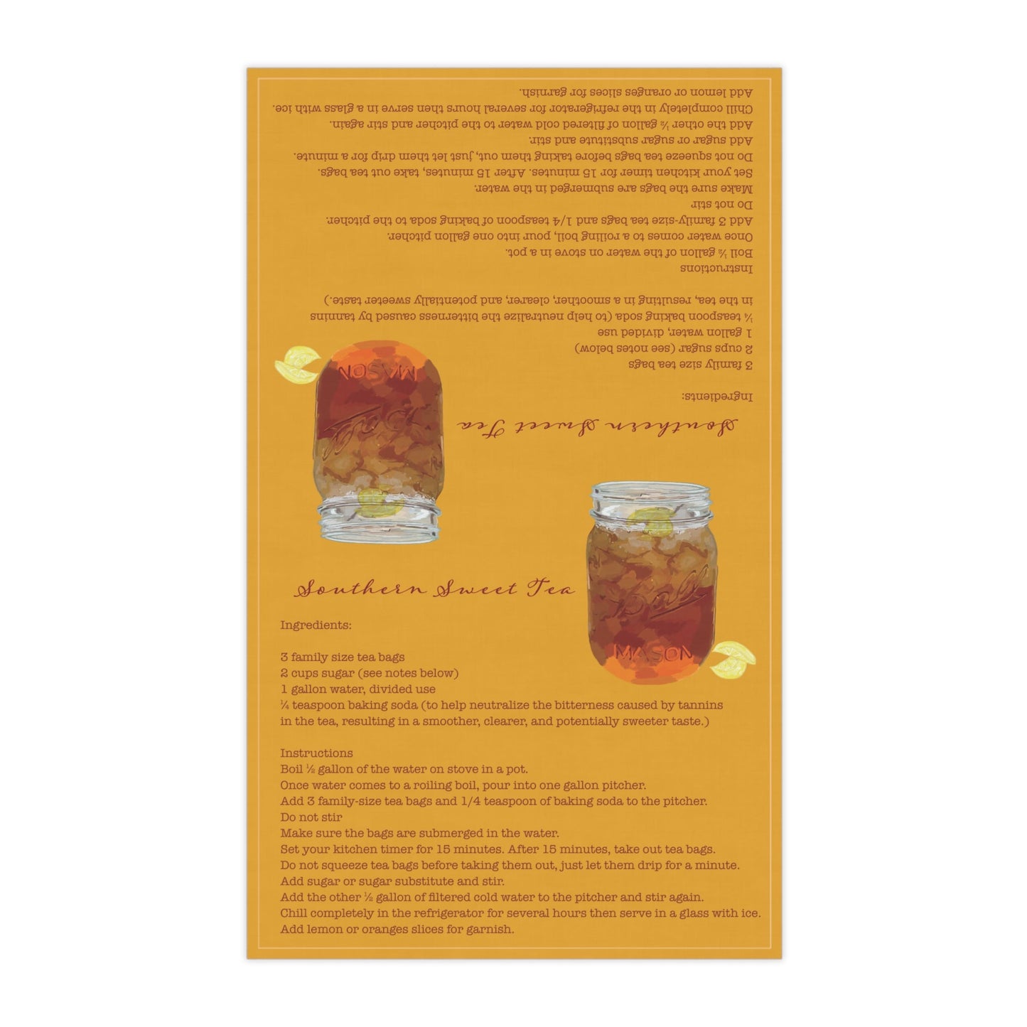 Southern Sweet Tea Recipe Towel - Eco - Friendly - Blue Cava