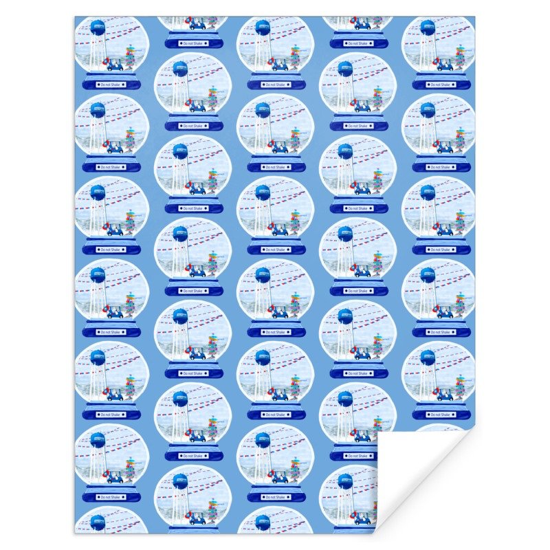 Southport Do Not Shake Globe Wrapping Paper - Blue Cava