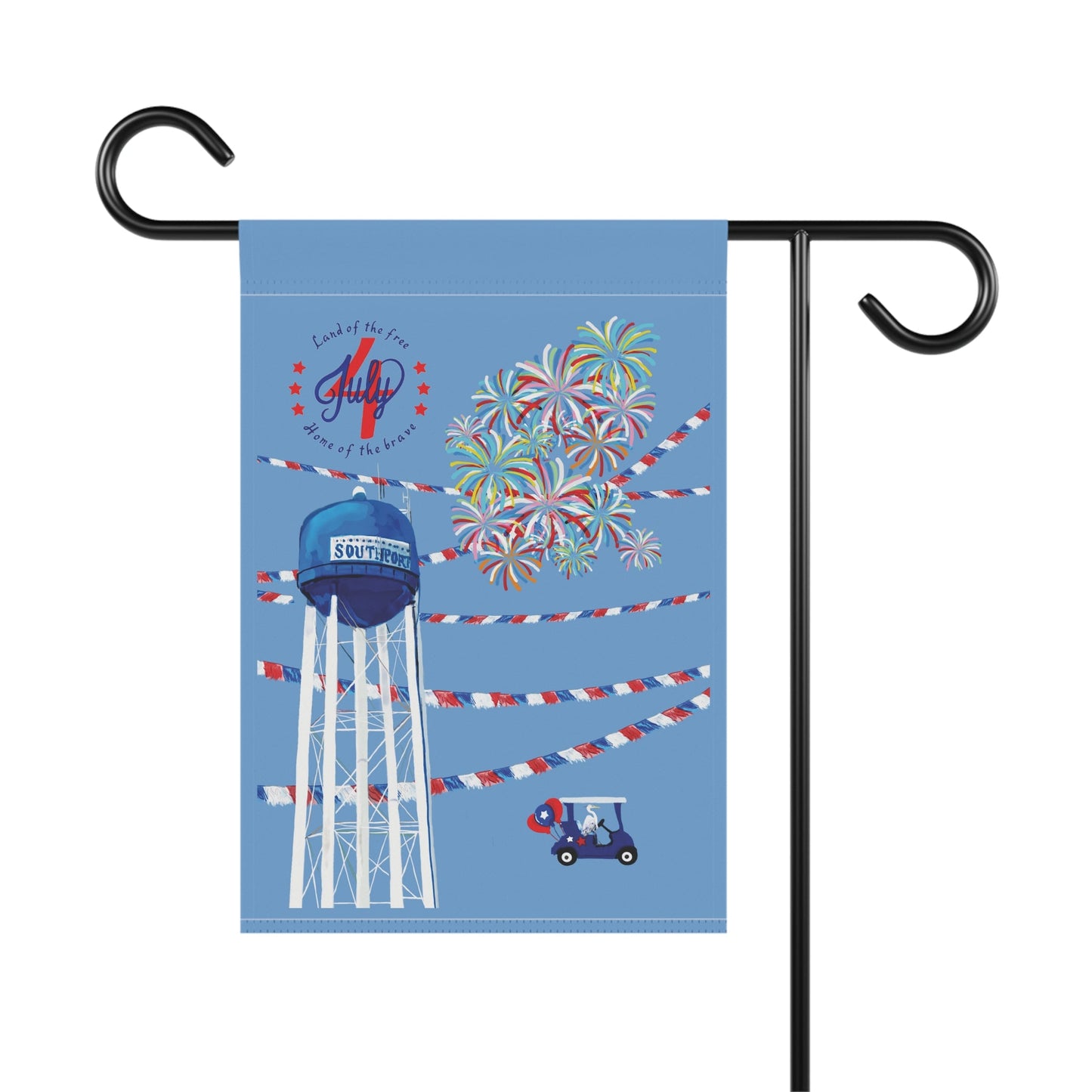 Southport July 4th Celebration House Flag & Garden Flag - Blue Cava