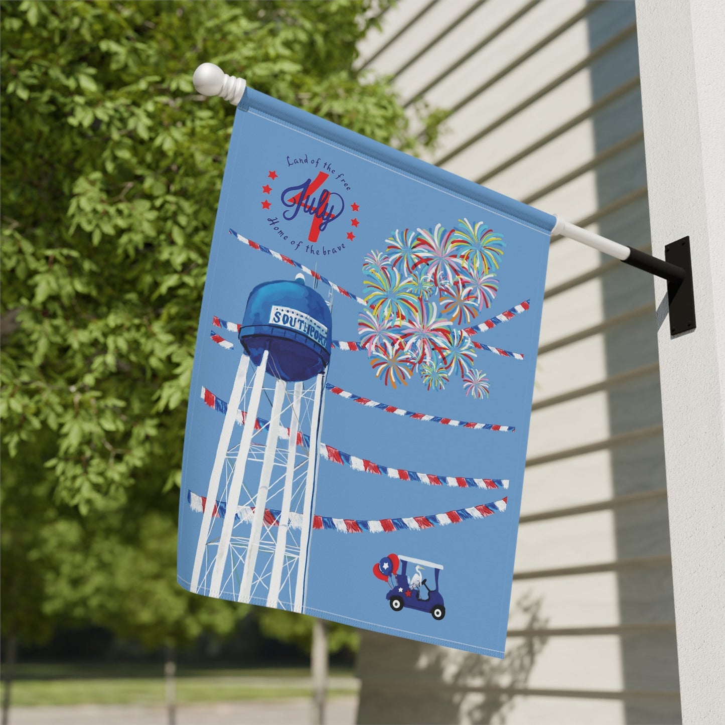 Southport July 4th Celebration House Flag & Garden Flag - Blue Cava