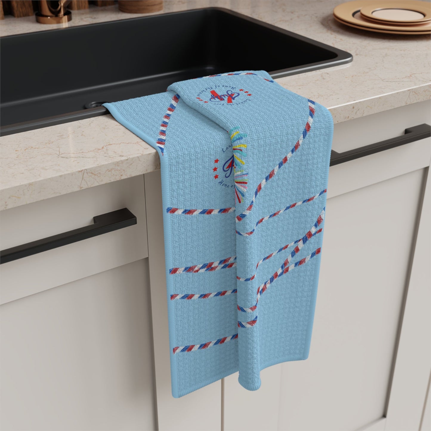 Southport July 4th Microfiber Waffle Towel - Blue Cava