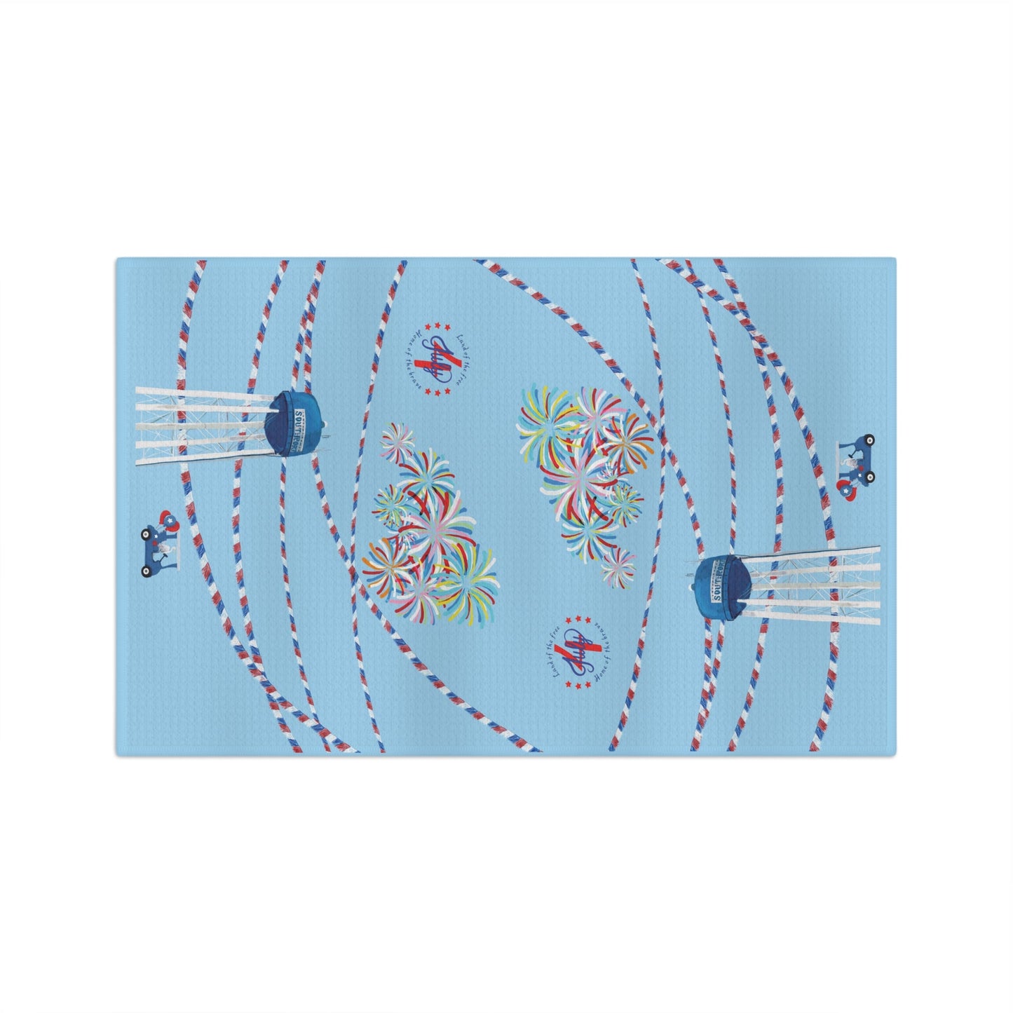 Southport July 4th Microfiber Waffle Towel - Blue Cava
