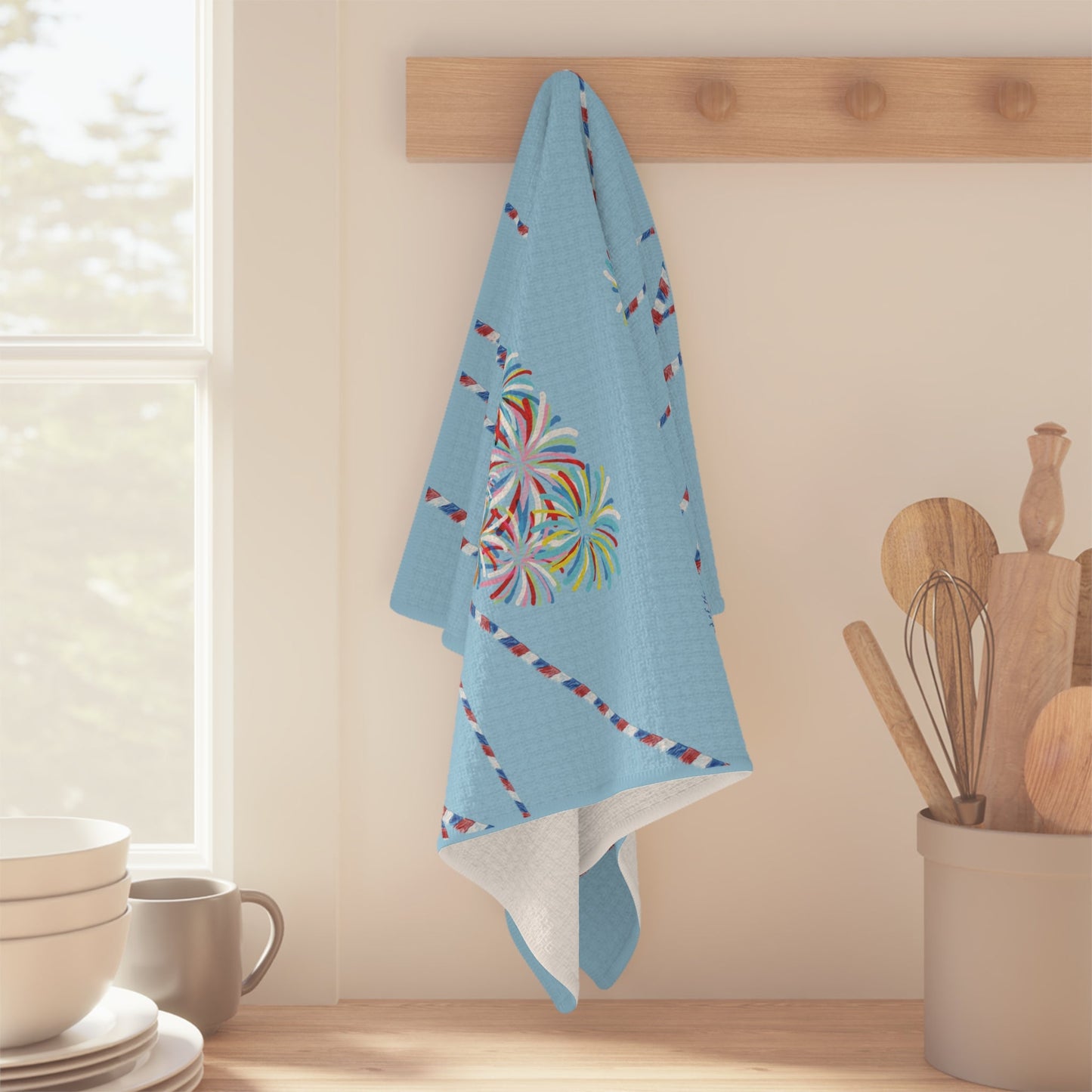 Southport July 4th Microfiber Waffle Towel - Blue Cava
