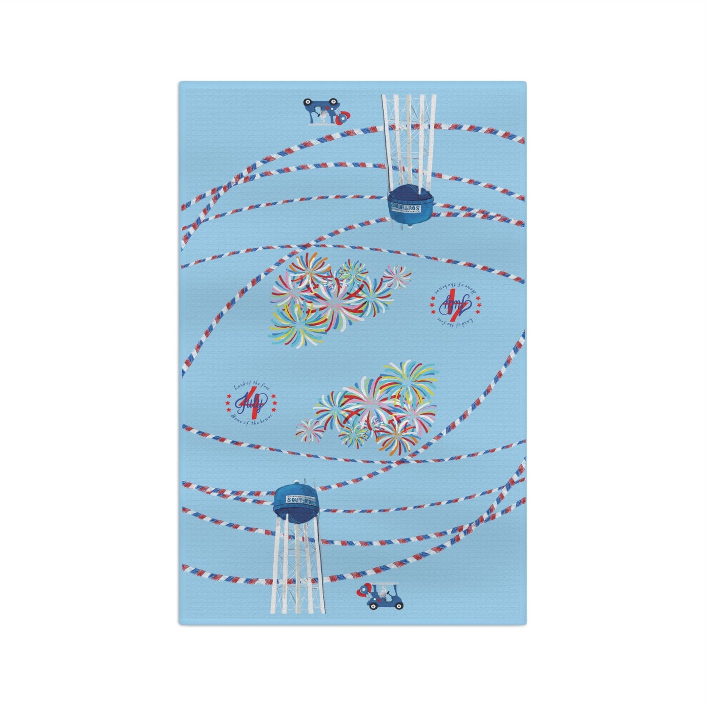 Southport July 4th Microfiber Waffle Towel - Blue Cava